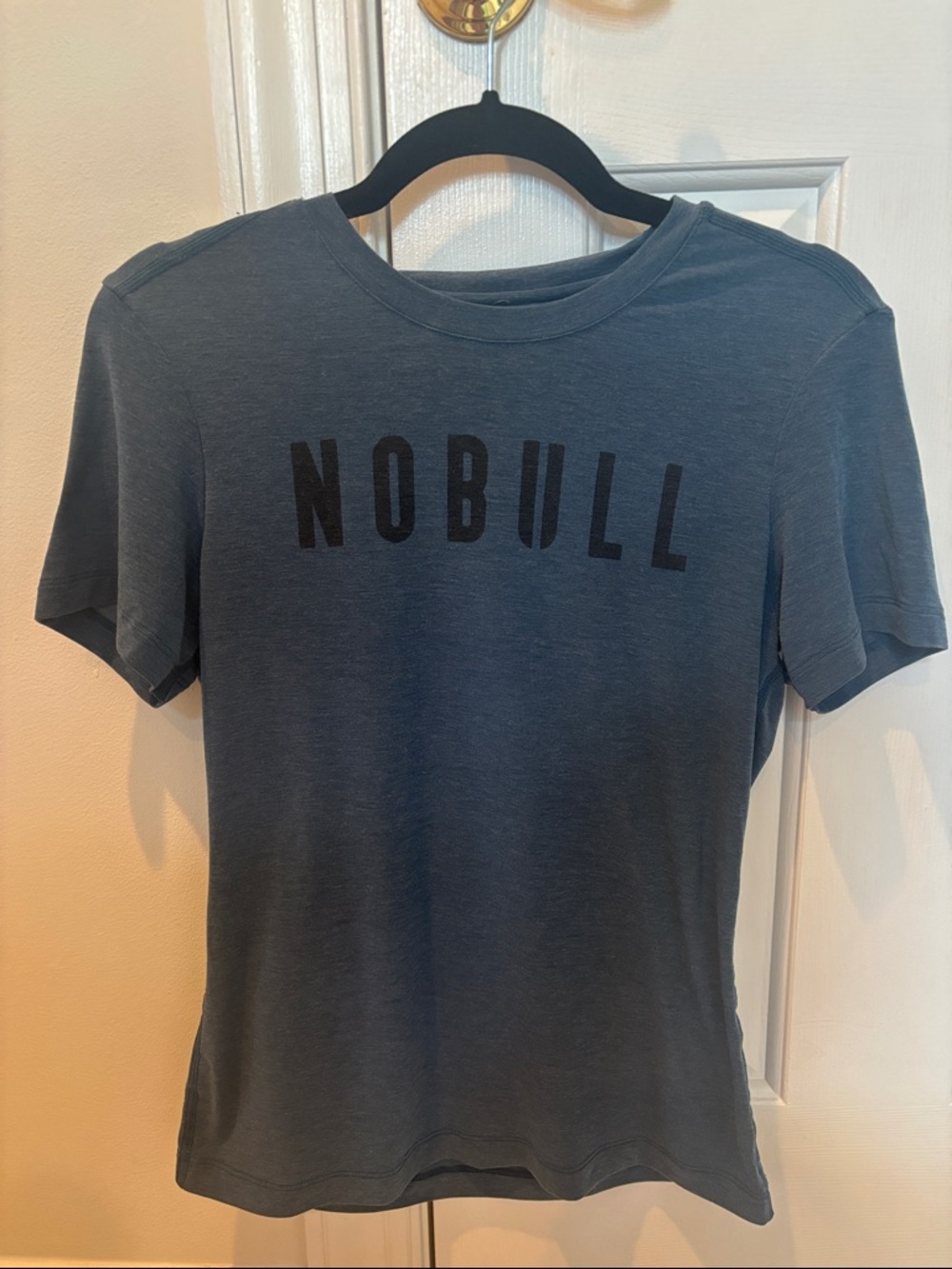 NOBULL Slate Blue Short Sleeve Tee with Black Logo